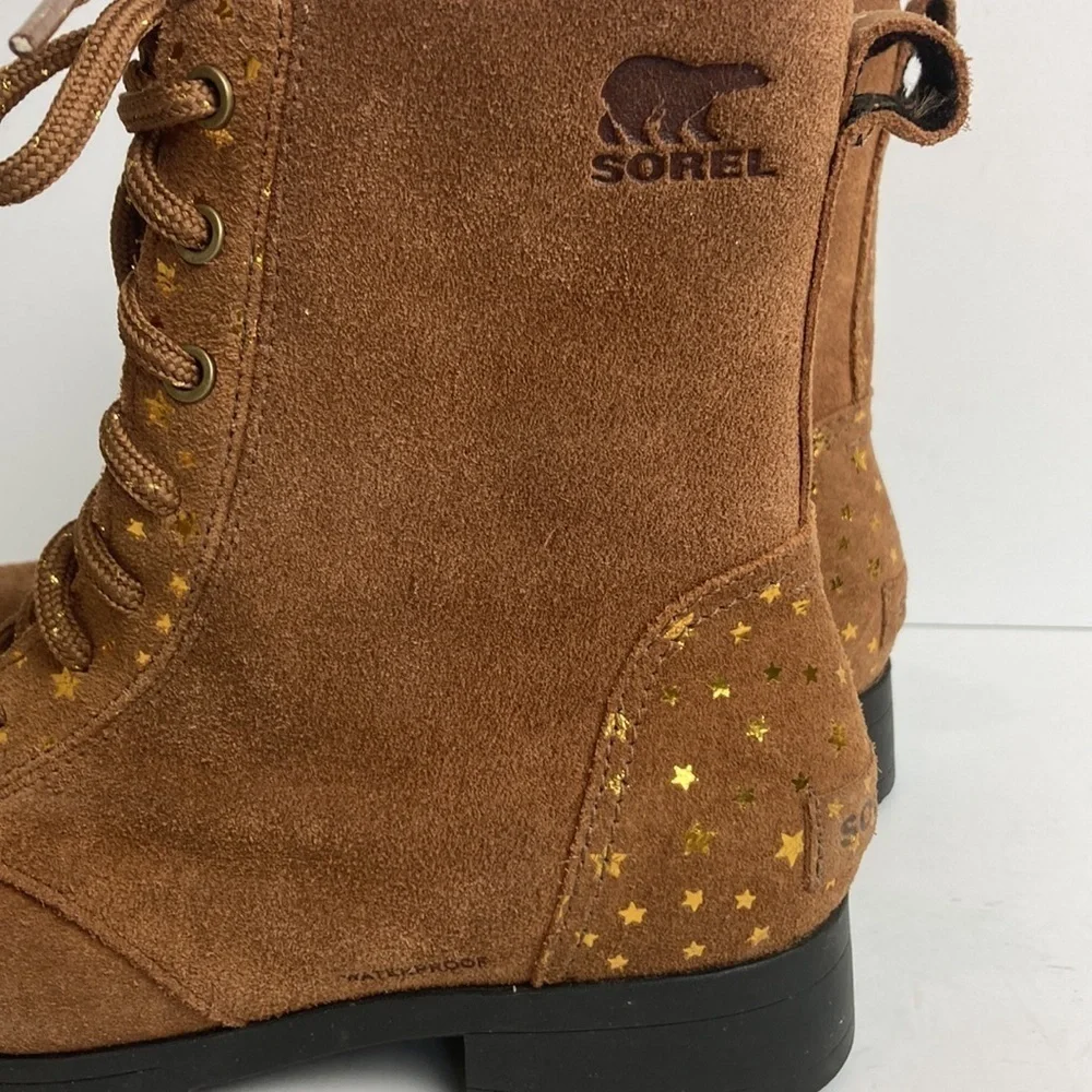 Sorel Youth Emelie Short Lace Velvet Tan Girls Boots 5 Stars Waterproof Winter
